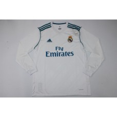 Real Madrid 17/18 Home White Long Sleeve Soccer Jersey